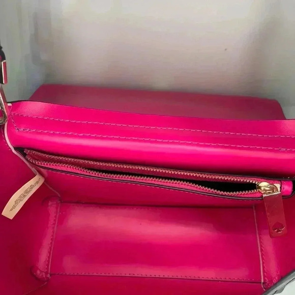 Kate Spade Arbor Hill Charlene LEATHER Black/ Baby Pink CROSSBODY Handbag - Picture 7 of 9